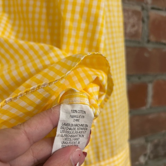 LL Bean Yellow Gingham Wrinkle Resistant Men's Shirt Size M - Picture 7 of 12